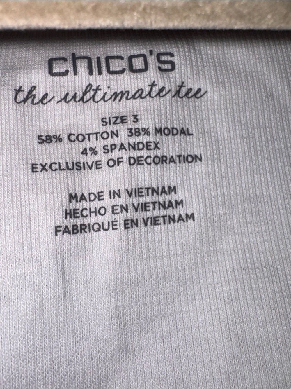 Chico’s white Sleeveless the ultimate tee metallic Silver gold Trim tank top XL - Picture 5 of 14